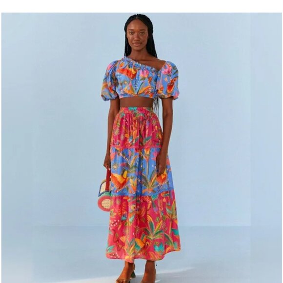 Macaw Party Mix Maxi Skirt by Farm Rio L - Picture 7 of 15